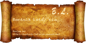 Bentsik Letícia névjegykártya